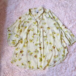 Cabi Floral Cottage Core Boho Hobbit Earthy Whimsical Classic Tailored Blouse